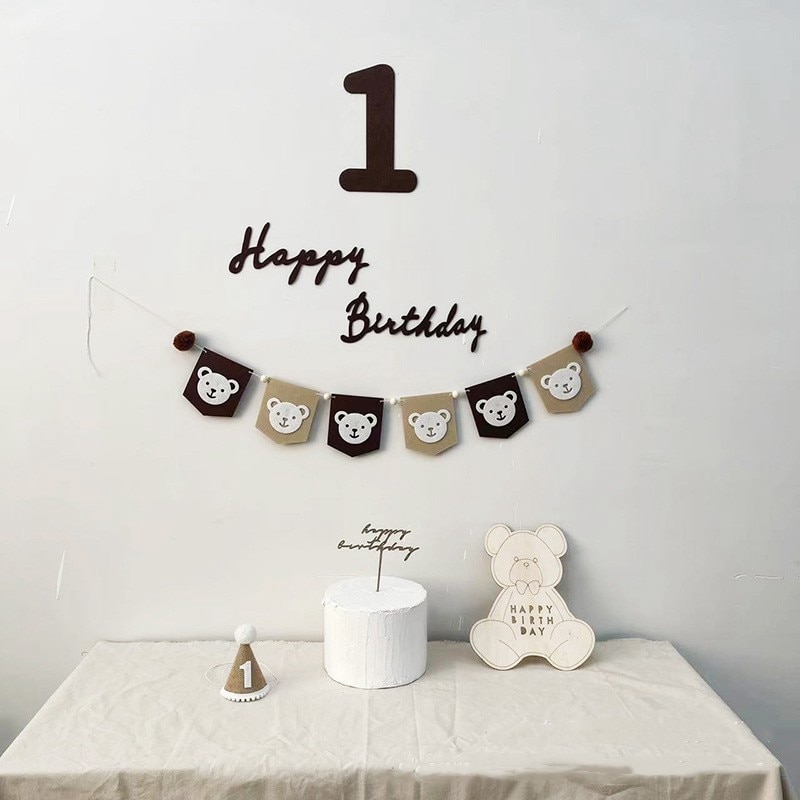 Baby Happy Birthday Banner Korea Hot Sale Little Daisy Banners Photography Accessories for Hanging Decor Baby Photography Prop