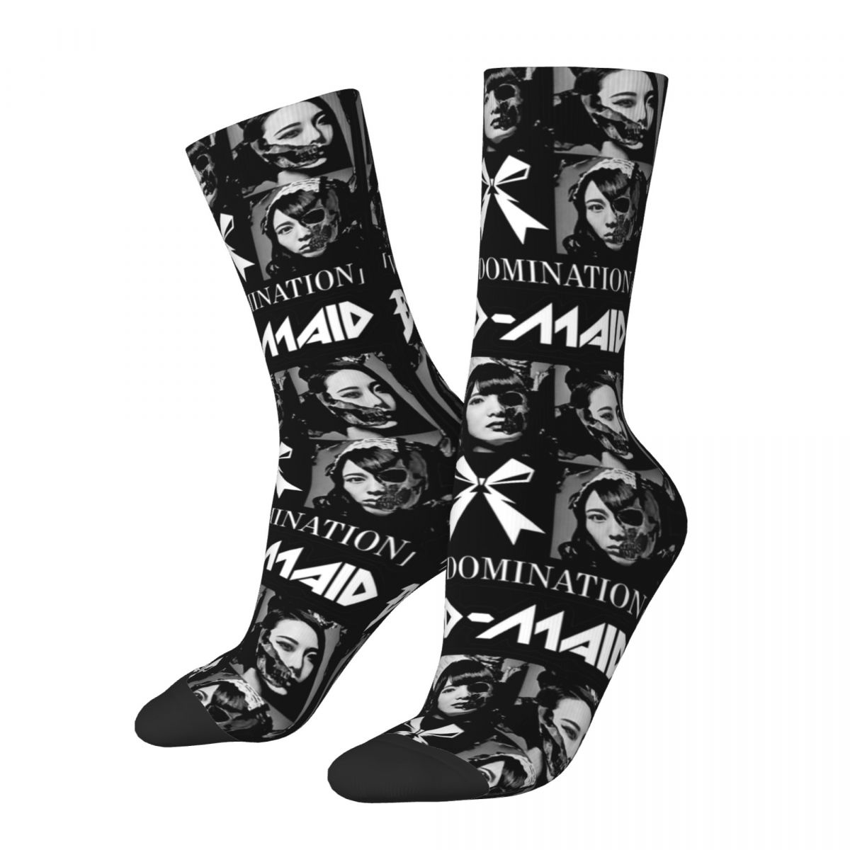 Casual Band Maid World Domination Japanese Heavy Metal Pop Soccer Socks Polyester Middle Tube Socks for Unisex
