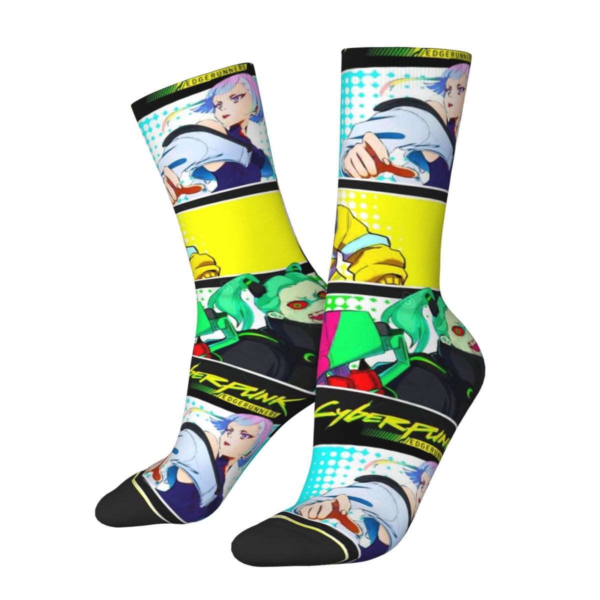 Crazy Sock for Men David Lucy Rebecca Hip Hop Harajuku Japanese anime Edgerunners Happy Seamless Pattern Printed Boys Crew Sock