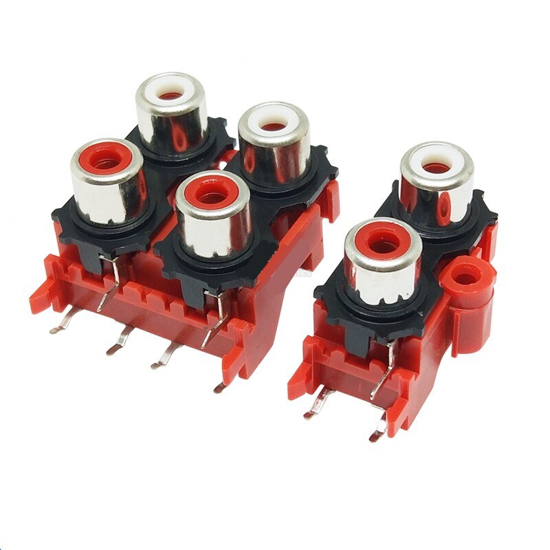 2PCS 2P 4P 6P 8P RCA Female Audio Video Plug AV Connector Socket AV2-8.4-13 Red PCB Parts