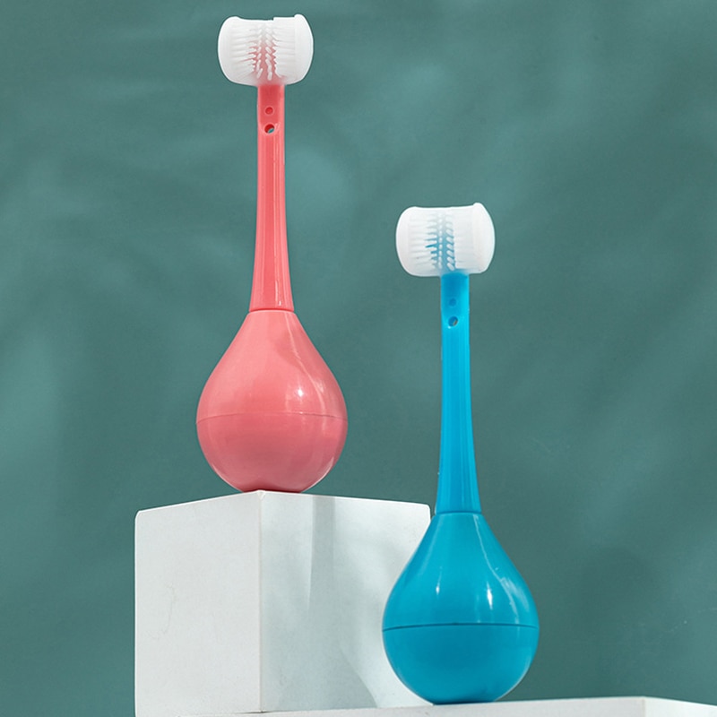New Funny Children's Toothbrush Three-sided U-shaped Wrapped Silicone Soft Bristles Non-slip Toothbrush Oral Care