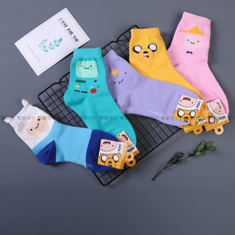 Adventuretime Woman Sock Cartoon Anime for Women Socks Kawaii Fashion Sweet Casual Movement Sox Cotton Thin Spring Summer Sokken