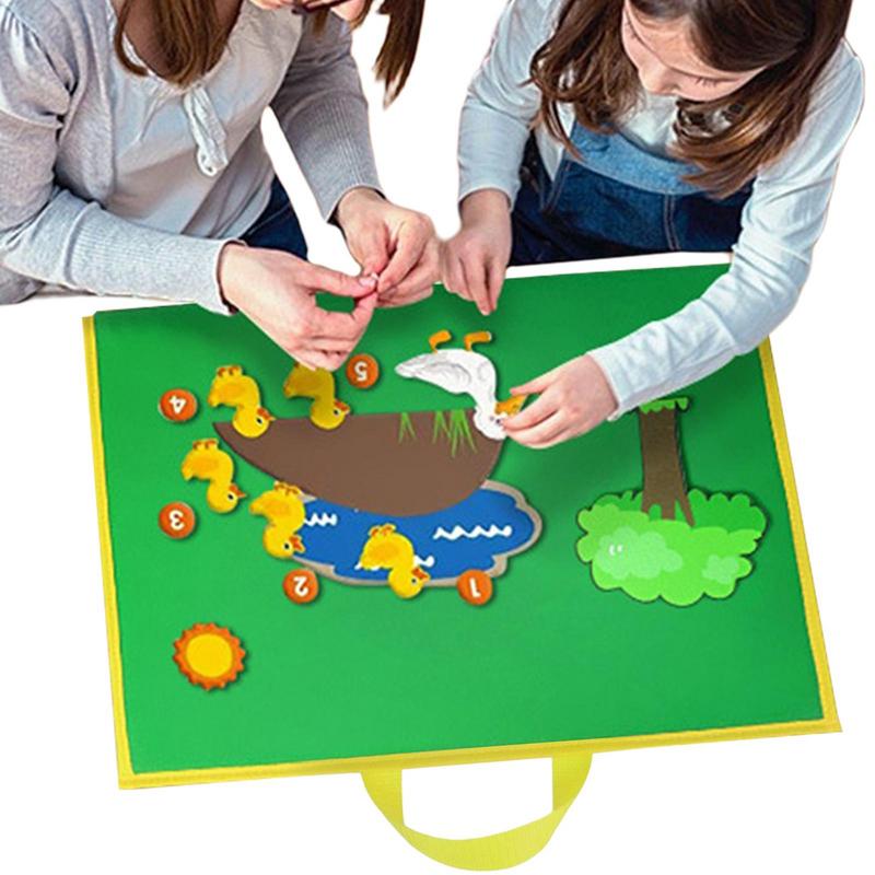 Foldable Kids Felt Teaching Board Double-Sided Storytelling Board Freestanding Classroom Accessories