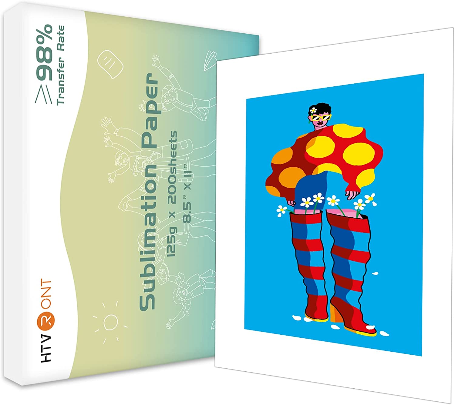 HTVRONT 200 Sheets 8.5x11 Inch Inkjet Sublimation Paper Heat Transfer Paper for Inkjet Printer T-shirts and Tumblers Printing