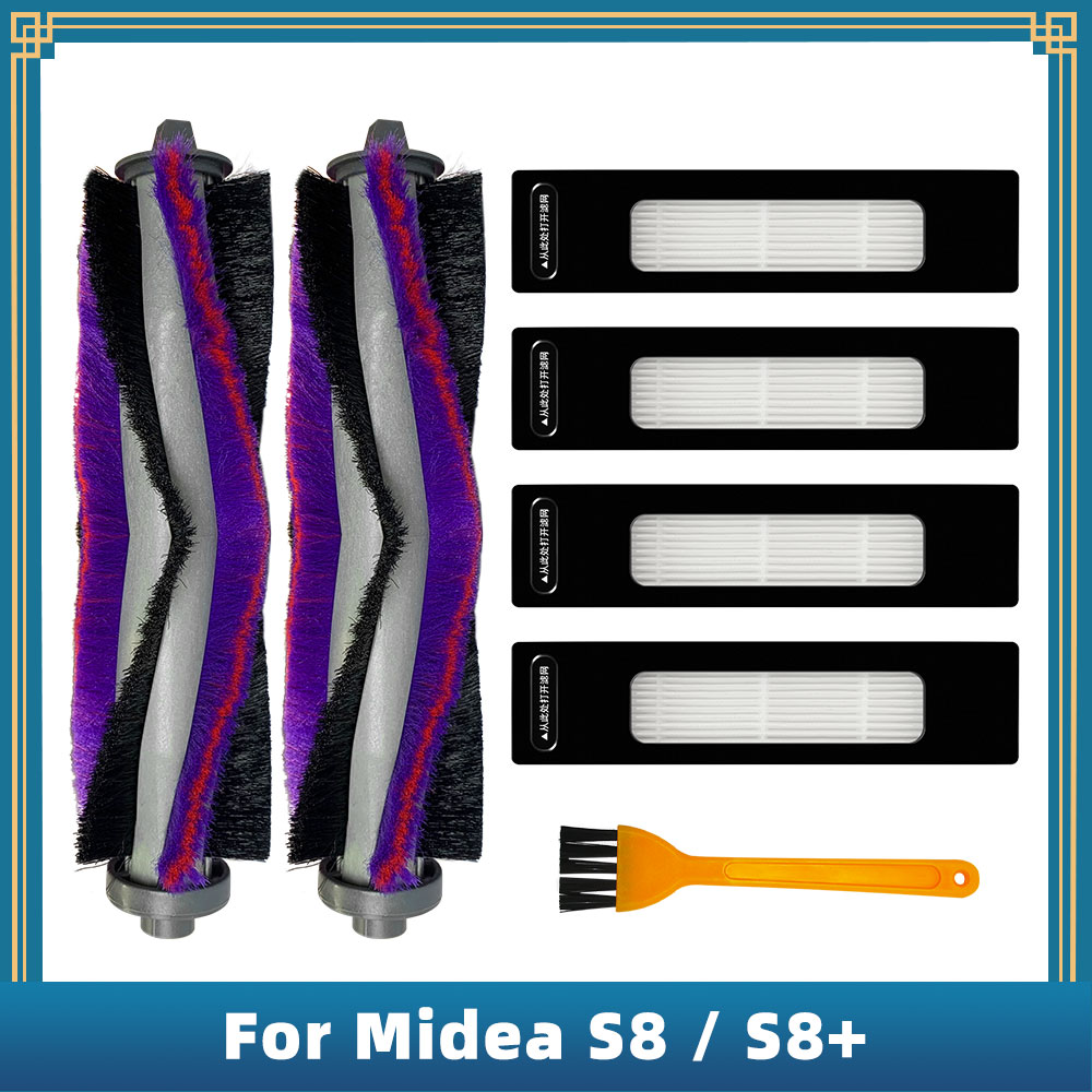 For Midea S8 / S8+ Plus Robot Vacuum Cleaner Replacement Spare Parts Accessories Roller Main Brush Hepa Filter