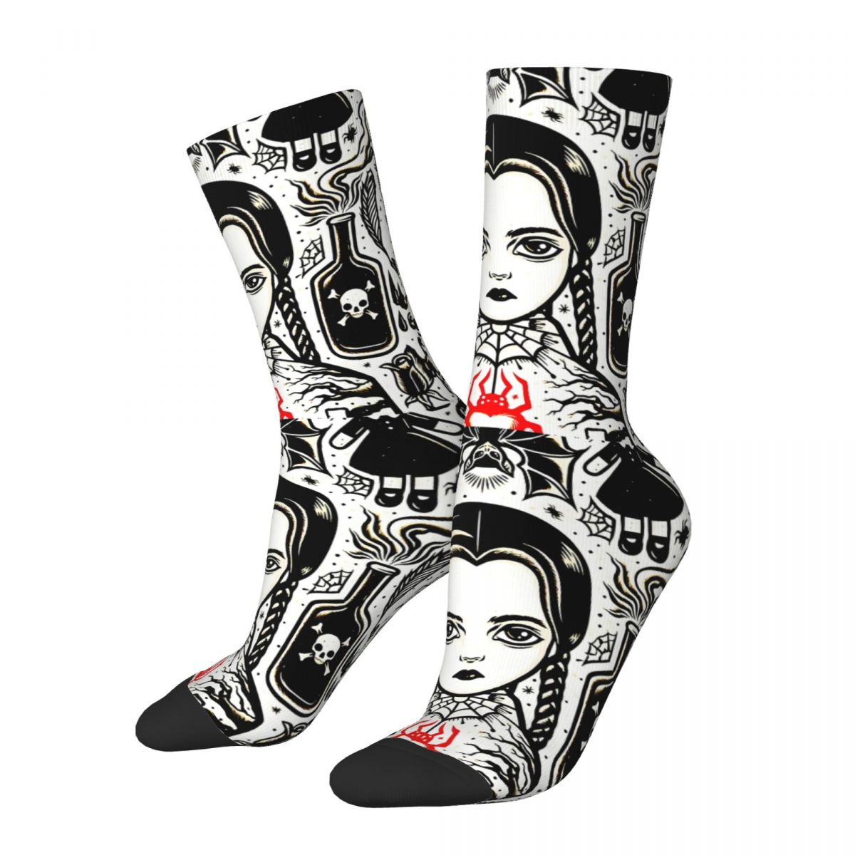 Funny Men's Socks BOOOM Vintage Wednesday TV Series Street Style Novelty Crew Sock Gift Pattern Printed