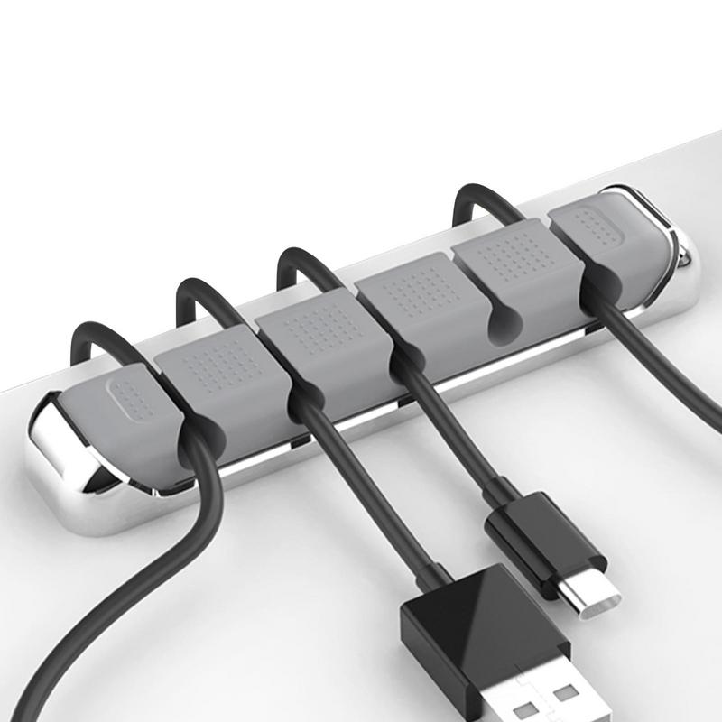Cable Holder Clips 5 Slots Sticky Cord Organizer Cable Management Metal Frame Desktop Cord Wire Clips Keeper Cord Holder For