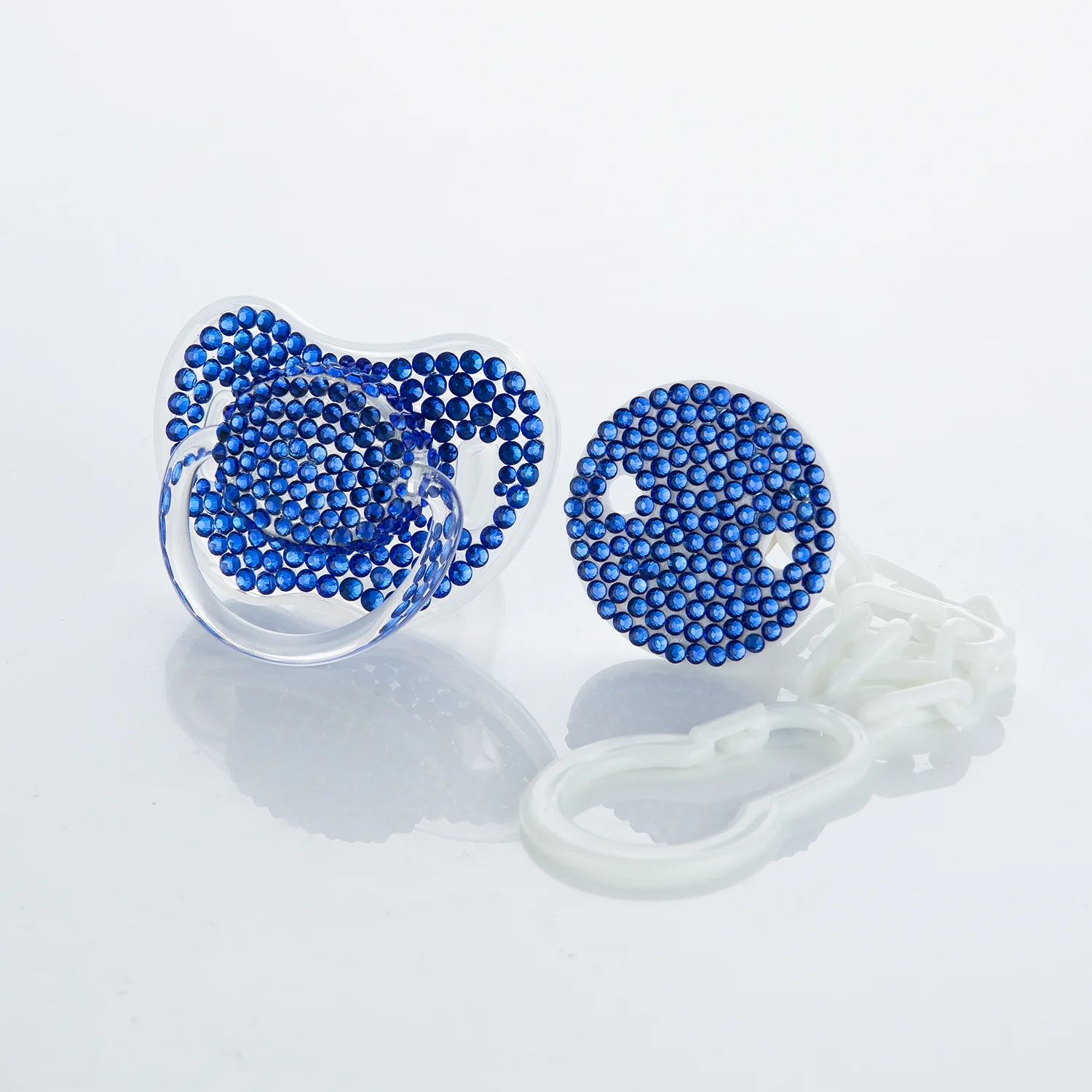 MIYOCAR Blue Rhinestone bling Pacifier with Crystals - Unique Luxurious Baby Gift for Fashionable Moms and Dads!