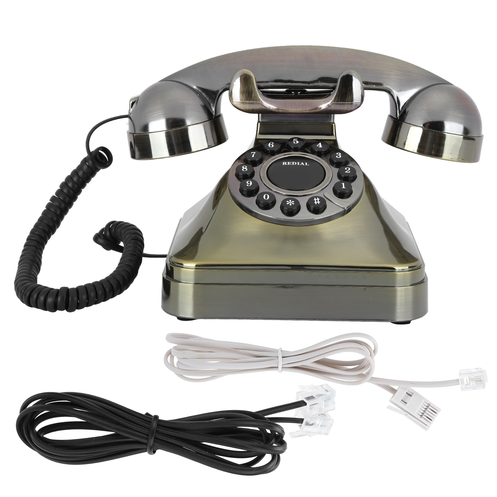 Vintage Landline Telephone Antique Bronze High Definition Call Large Button US/UK Wiring