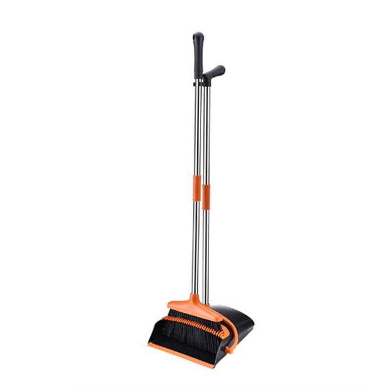 1 Set Broom And Dustpan Set Broom And Dustpan Set For Home Standing Dustpan Dustpan With 52Inch Long Handle Broom Combo Set