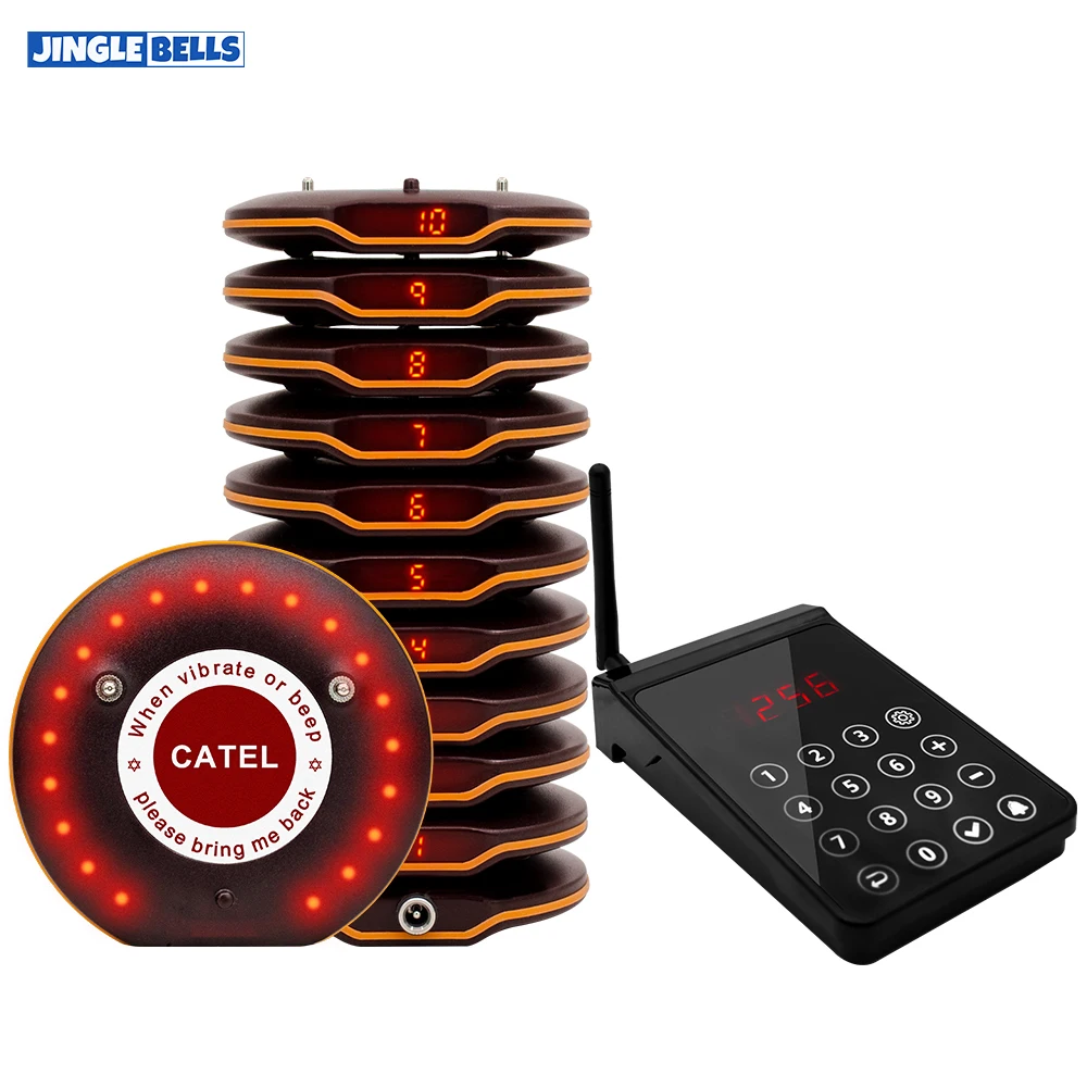 JINGLE BELLS CTP203R Wireless Coaster Buzzers Paging System Wireless Calling Queue Waiter Church Nursery Bar Cafe Food Court