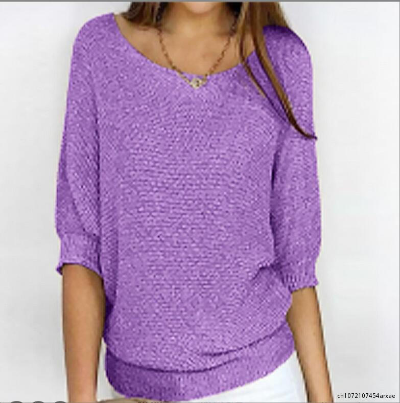 Thin Cashmere Sweater Worsted Base Shirt Women Stitching Pullover Spring/Summer New O-Neck Loose Pure Wool Knit Sweater Female