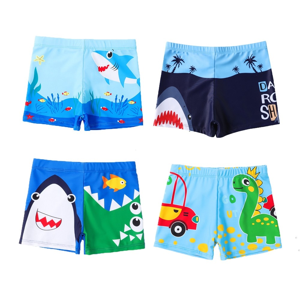 Boys Cartoon Shark And Fish Causal Swimming Trunks Shorts Bottoms For Summer Kids Clothes