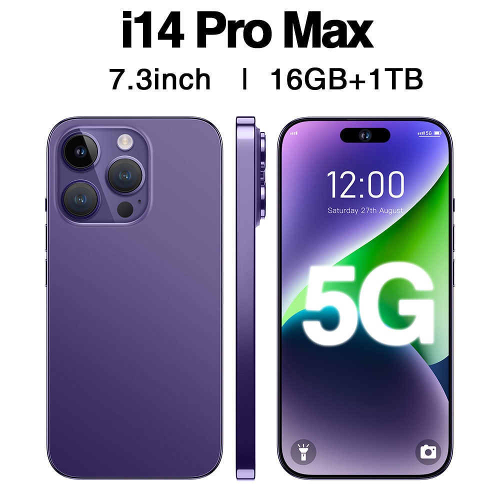 2023 New I14 Pro Max Smartphone 7.3 Inch Full Screen 4G 5G Cell Phone 6000mAh Mobile Phones Global Version Free shipping Best
