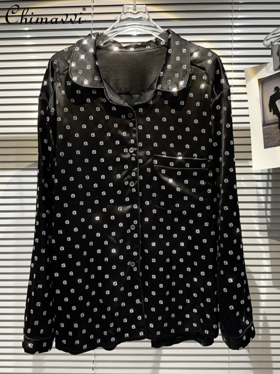 2023 Spring Summer New Style Dark Hot Girl Letter Rhinestone Rhinestone Shirt Women's Fashion Elegant Trendy Blouses Top