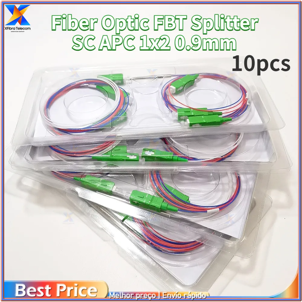 10pcs Fiber Optic FBT Splitter SC APC 1x2 0.9mm With Connector Unbalanced Coupler Optional Split Ratio 45/55...Customized