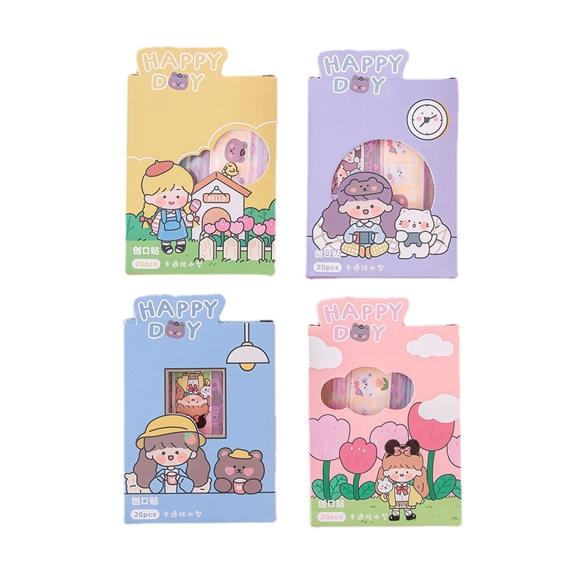 20pcs/box Cartoon Kawaii Band Aid Medical Strips Waterproof Wound Plasters Skin Patch First Aid Emergency Adhesive Bandages