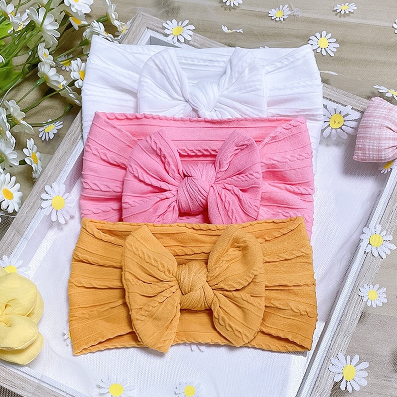 3/5Pcs Big Bow Baby Headband for Girls Boys Soft Nylon Elastic Head Band Newborn Headwear Toddler Turban Infant Hair Accessories