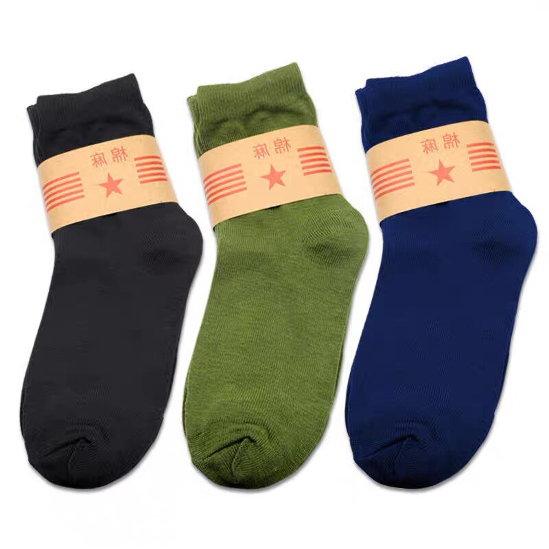 6 Pairs Men Socks Vintage Durable Wear-resistant Practical Solid Color Male Sock Mature High Quality Army Green Male Sock Meias