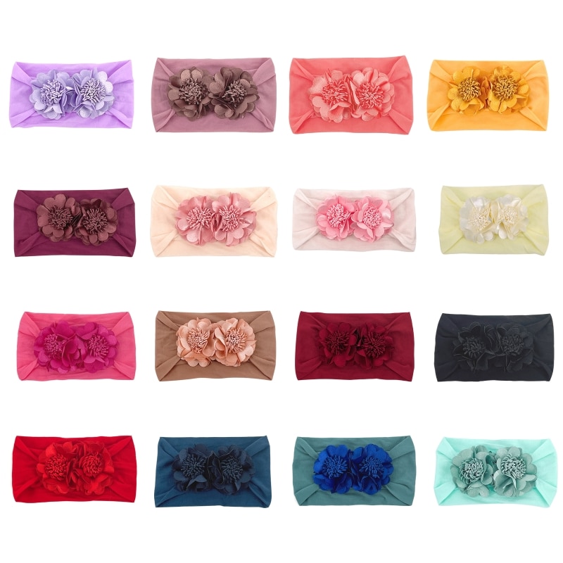 Baby Girls Headbands Flower Soft Stretchy Nylon Hair Band Hair Accessories for Newborns Infants