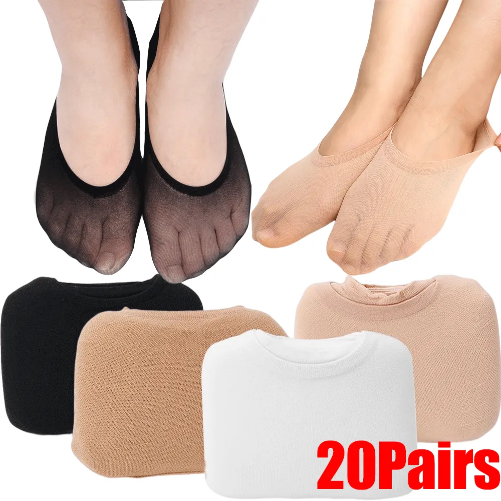 20Pairs Women Invisible Socks Summer Thin Boat Socks Grils Invisible High Heels Ballerina Boat Sock Ladies Thin Transparent Sock