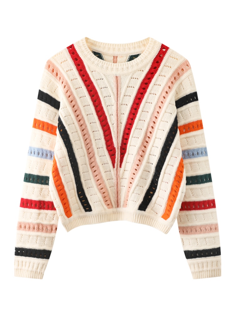 Autumn New Style Long-sleeved Sexy Hole Sweater Asymmetric Loose Pullover Hollow Out Knitwear
