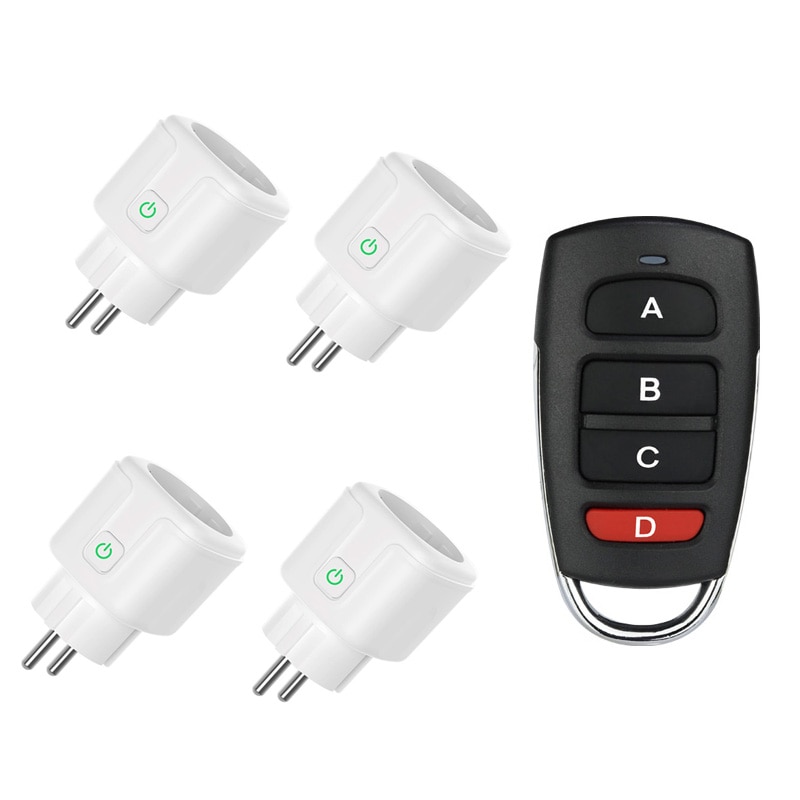 AC 110v 220v 1CH 10A light/lamp European standard socket Wireless remote control switch 433mhz power on off smart plug