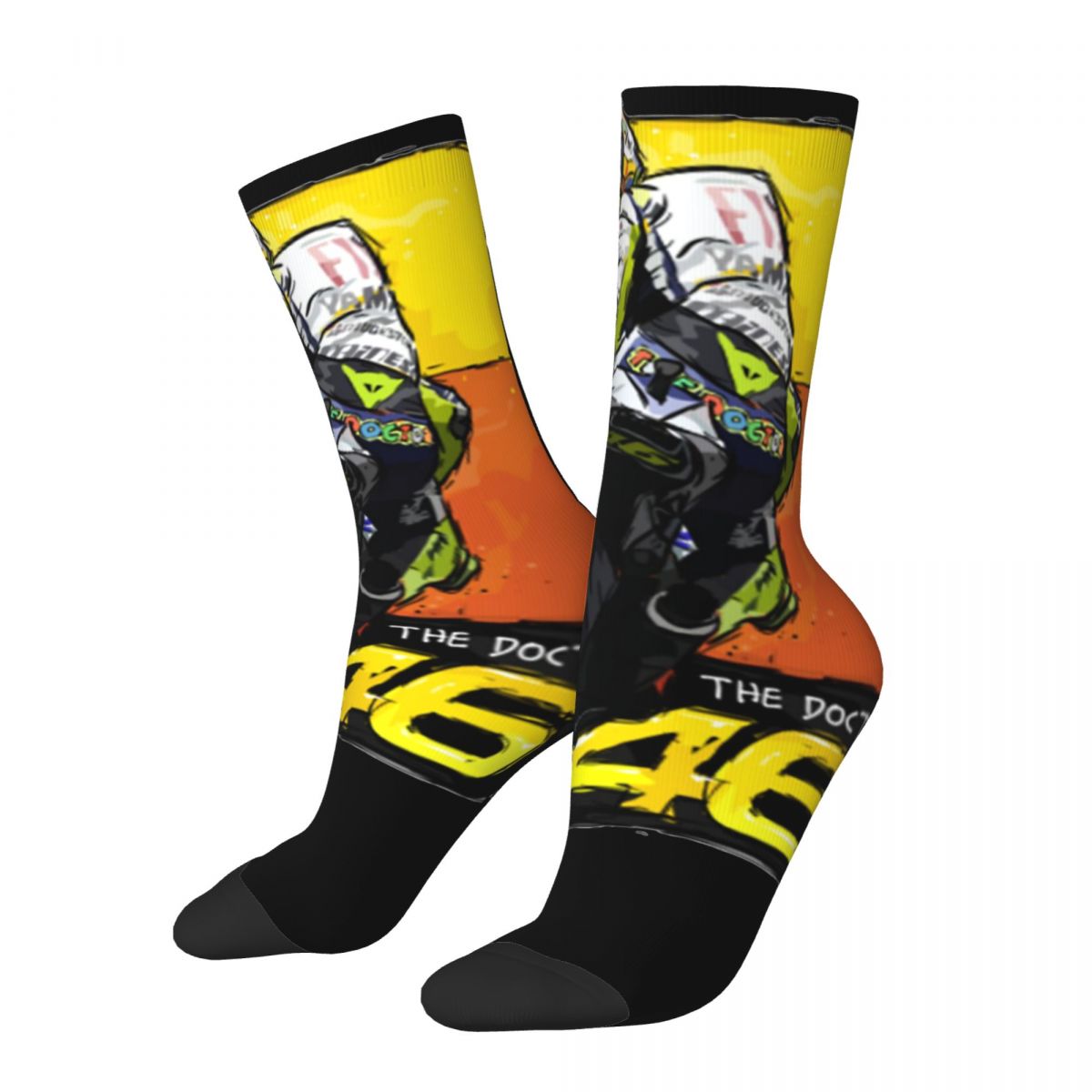 Autumn Winter Crazy Design Men's Women's Moto-Gp Rossi-Helmet Socks Racing Speed Non-slip Basketball Socks