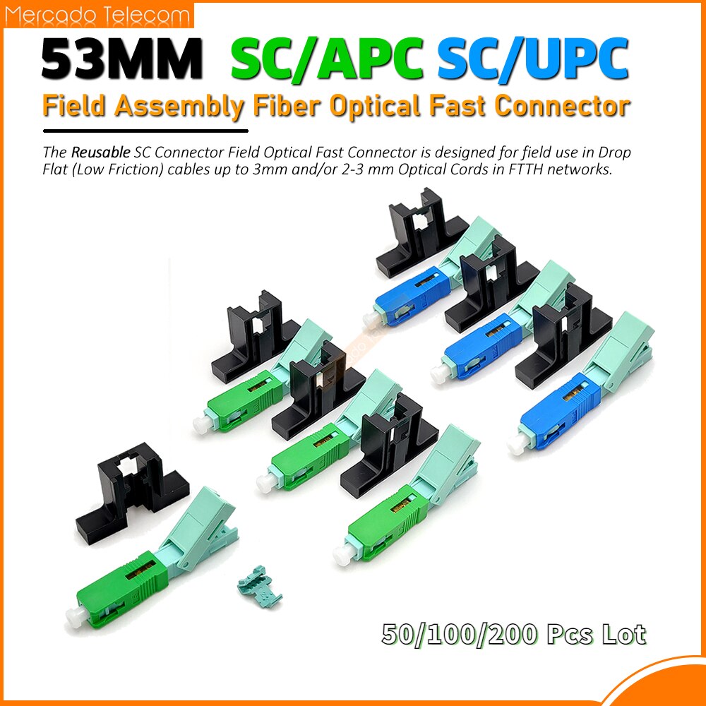53MM SC APC SM Single-Mode Optical Connector FTTH Fiber Optic Fast Connector Embedded High Quality SC UPC Quick Connector