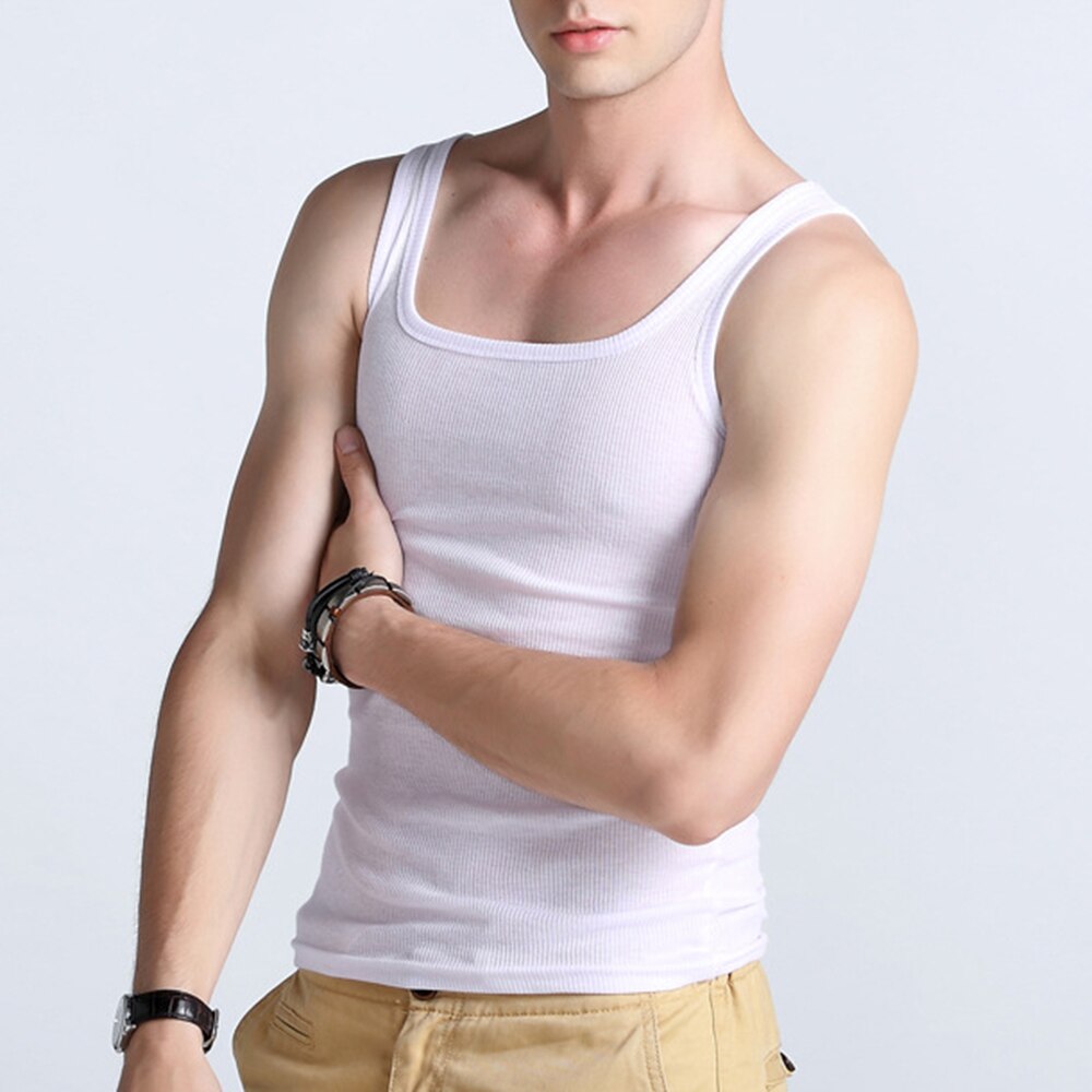 Men's Vest Cotton Korean Fitness Hurdle Sports Vests Summer Sexy Tight Camisole Solid Elastic Sweat Tank Tops LGBT Man Clot
