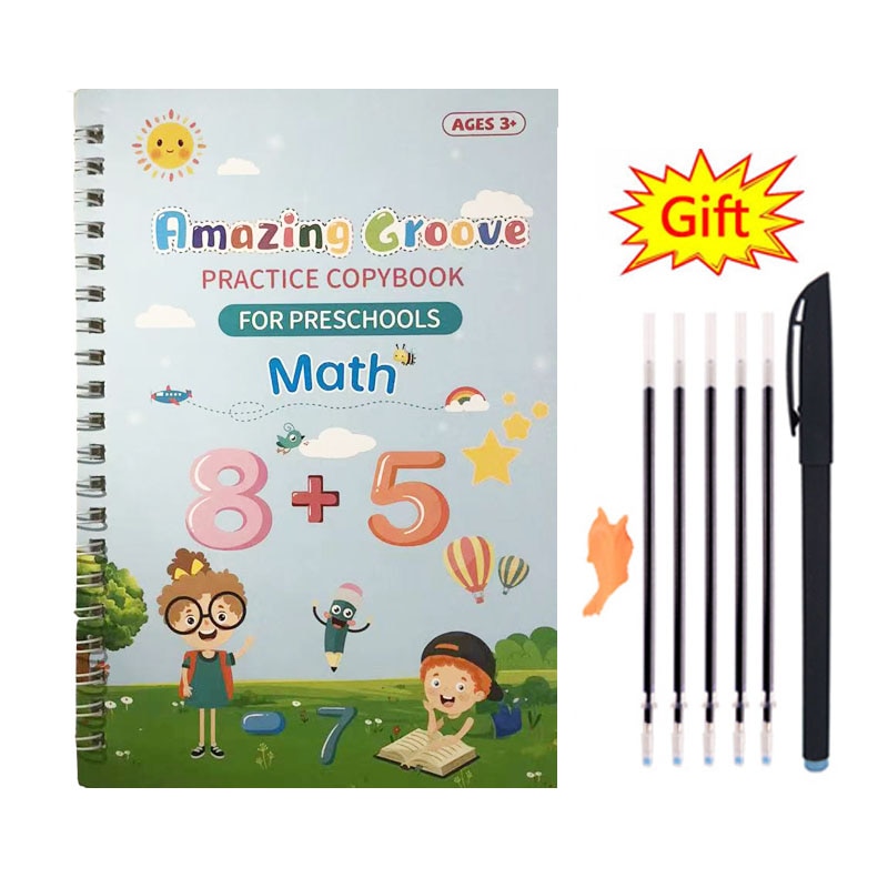 Reusable Magic CopyBook With Pens Math Tablet For Kids Calligraphy Book Children's Montessori Toys Handwriting Notebooks Gi