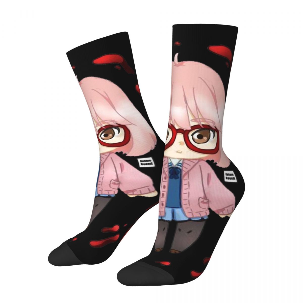 Men's compression Socks Kuriyama Mirai Retro Harajuku Beyond The Boundary Hip Hop Novelty Pattern Crew Crazy Sock Gift Prin
