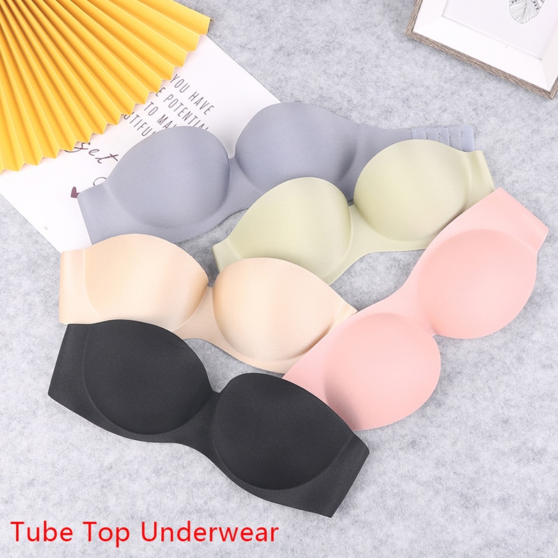 Tube Top Underwear Soild Color Sexy Lingerie Strapless Bra Push Up Bra Seamless Bralette Sexy Solid Color Women Lingerie
