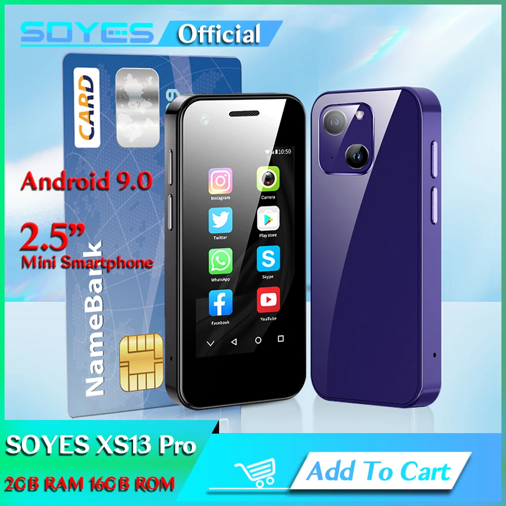 SOYES XS13 Pro Mini Smartphone 2GB RAM 16GB ROM 2.5'' Display Android9.0 Quad Core Google Play 3G WCDMA Small Phone
