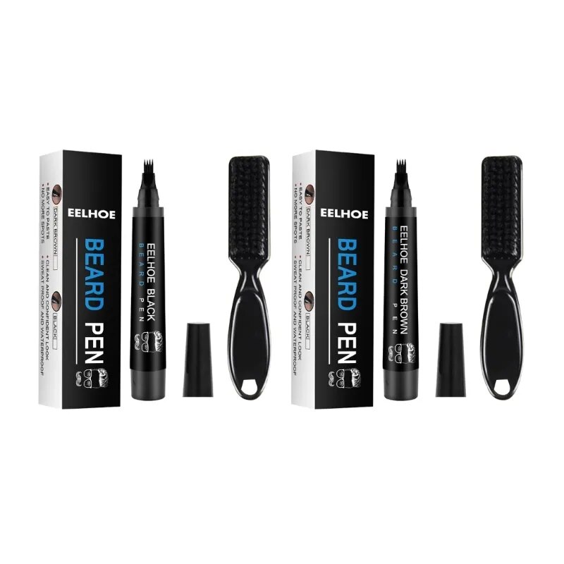 Q1QD Men Beard Filling Pen Kit Face Moustache Repair Shape Mustache Styling Salon Repair Tool Bear Pencil Filler For Men