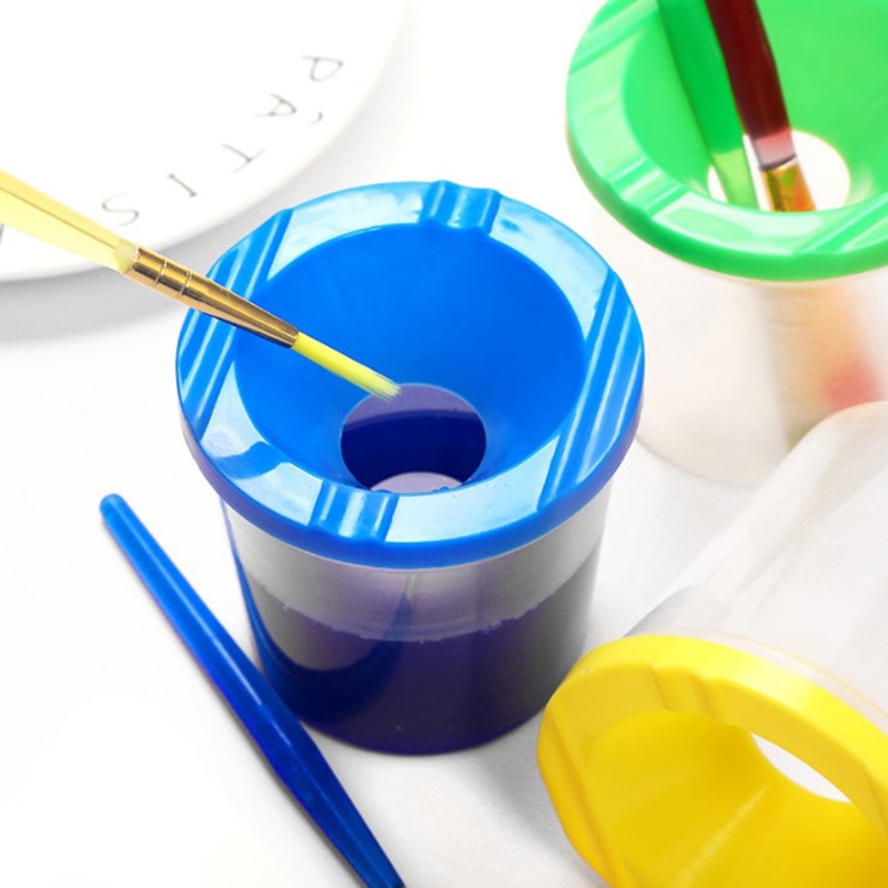 Painted Art Pen Washing Cup Plastic Transparent Multifunctional Pen Washing Bucket Watercolor Paint Painting Pen Washing Cup 1PC