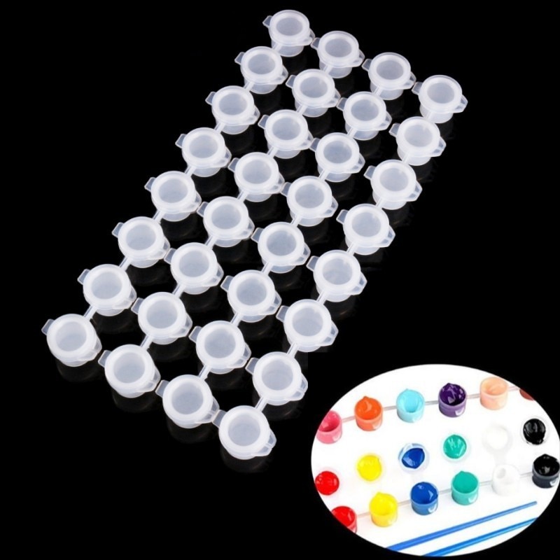 1 Strips 8 Pots Empty Paint Strips Mini Paint Cup Box Pod Art Crafts Plastic Storage Pigment Container Drawing Accessories
