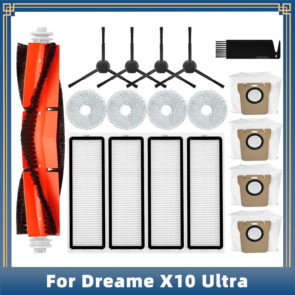 For Dreame Bot X10 Ultra Robot Vacuum Cleaner Replacement Spare Parts Accessories Main Side Brush Hepa Filter Mop Cloth Dust Bag