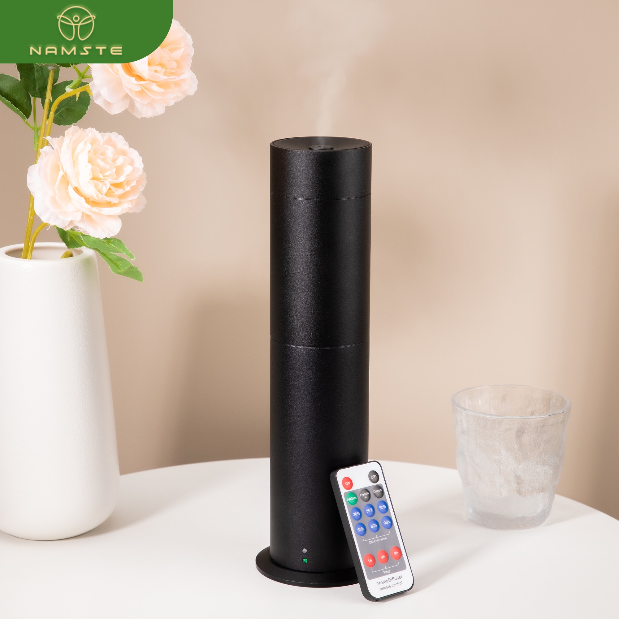Namste Metal Shell Scent Diffuser Machine Hotel Home Air Fragrance Spray Cylinder Aroma Diffuser Remote Control 120ml Bottle
