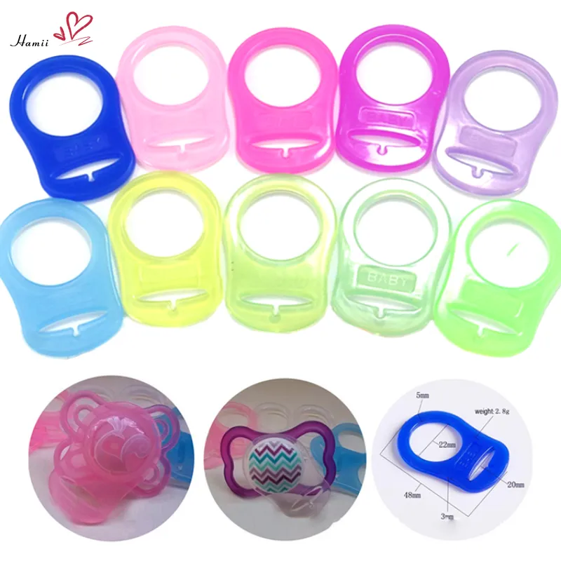 2Pcs 14 Colors Silicone Baby Dummy Pacifier Holder Clip Adapter Rings Adapter Button Baby Mom Ring Newborn Nipple Accessories