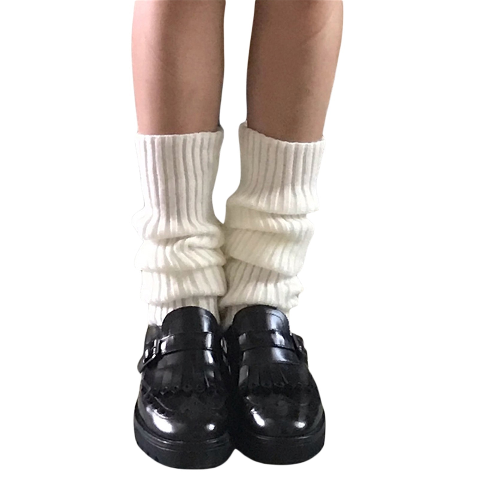 Women Cute Thigh High Socks Y2K Knitted Leg Warmers Gothic E-Girl Knee High Leg Long Socks Streetwear