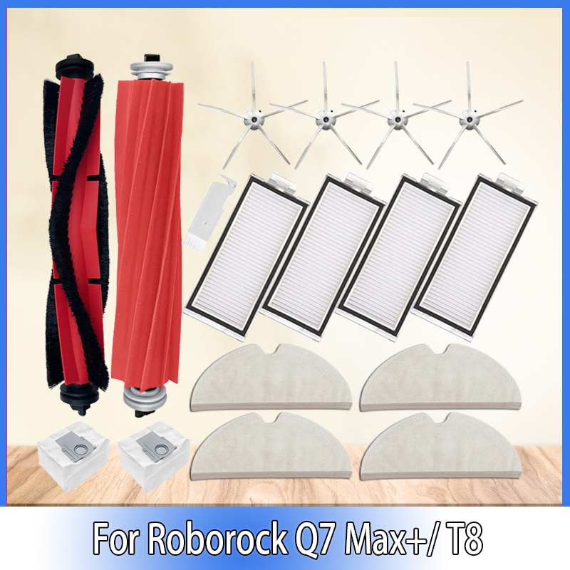 Roller Side Brush Mop Filter Dust Bag For Xiaomi Roborock Q7/ Q7 Max/ Q7 Max+/ Q7 Plus/ Q7 Max Plus/T8 Robot Vacuum Accessories