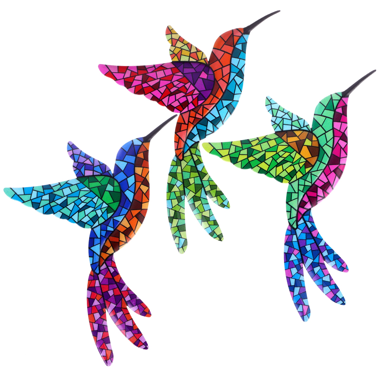 Hand-Painted Metal Hummingbird Wall Art DecorMetal Colorful Birds Hanging