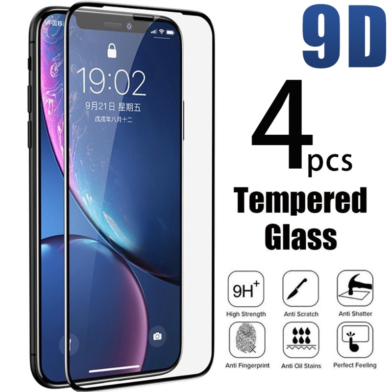 4Pcs Tempered Glass for IPhone 14 13 12 11 Pro Max Screen Protector for IPhone 12Mini 13Mini 7 8 14 Plus SE X XS XR 14Pro Glass