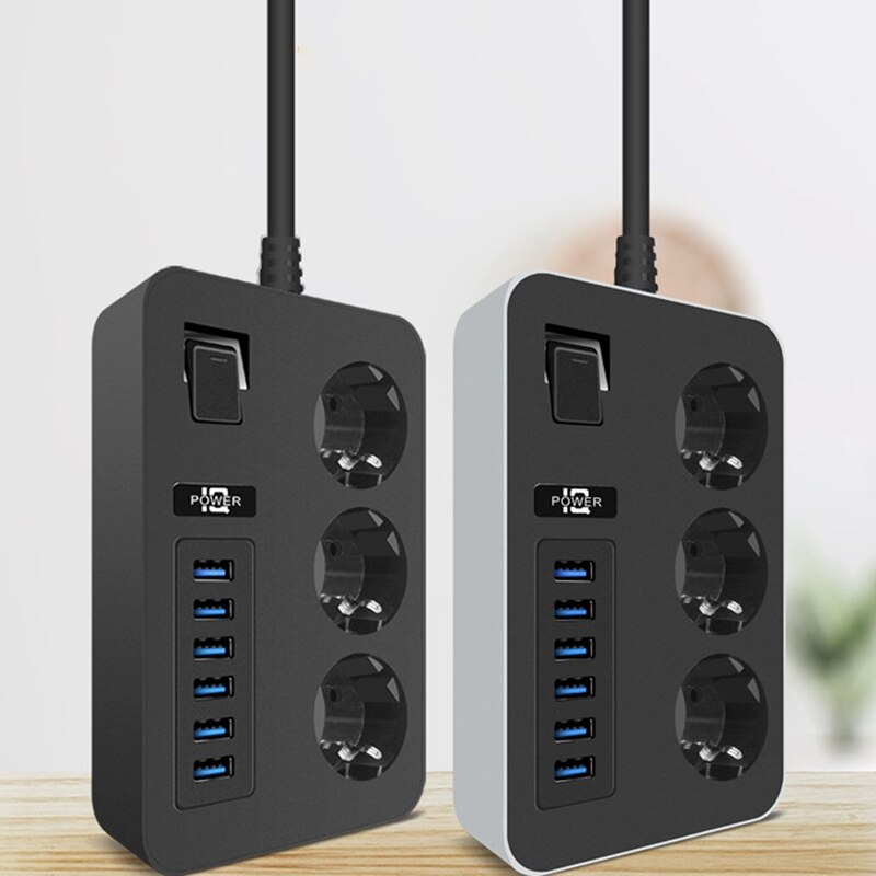 Practical AC Outlet Power Strip Multiprise Smart Home Extension Cord Electrical Socket With USB Ports Fast Charing EU Plug