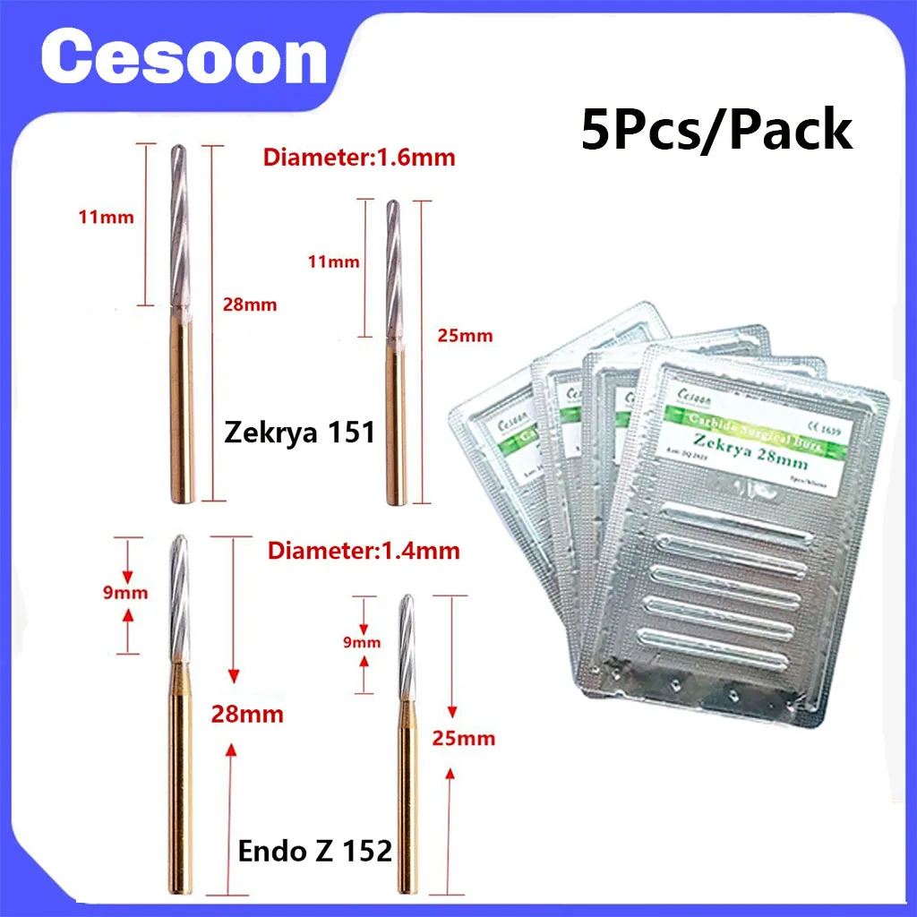 5Pcs/Pack Dental Tungsten Carbide Burs Endodontic Polishing Bur Drills Zekrya151 Endo Z 152 For High Speed Handpiece Dentist Too
