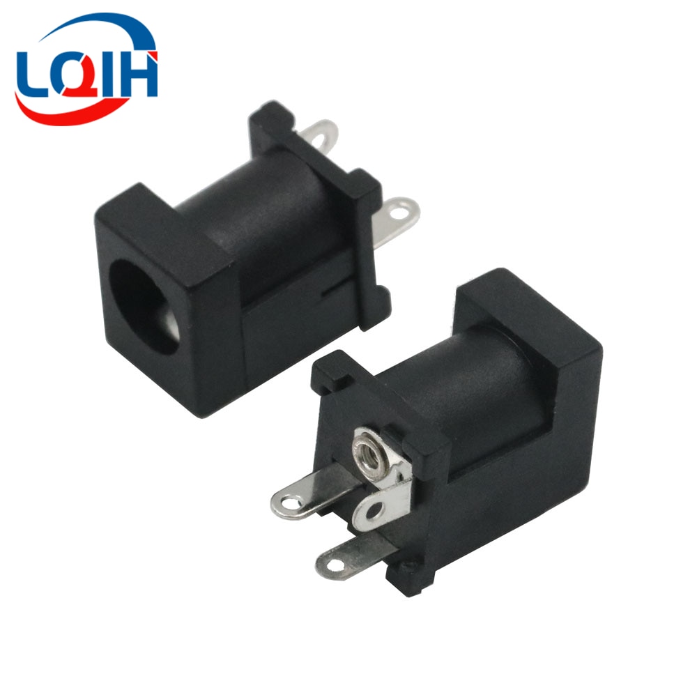 10pcs DC-012A 5.5x2.1mm Black DC Power Jack Socket DC Connectors Supply Vertical Straight Insertion PCB Mount Terminal