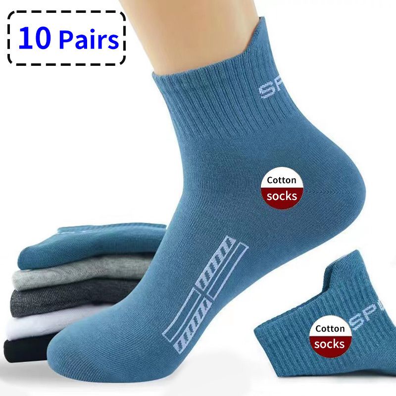 10Pairs/Lot High Quality Fashion Hot Man Socks Cotton Breathable Man Run Casual Sports Crew Medias Sokken Mannen Plus Size 38-45