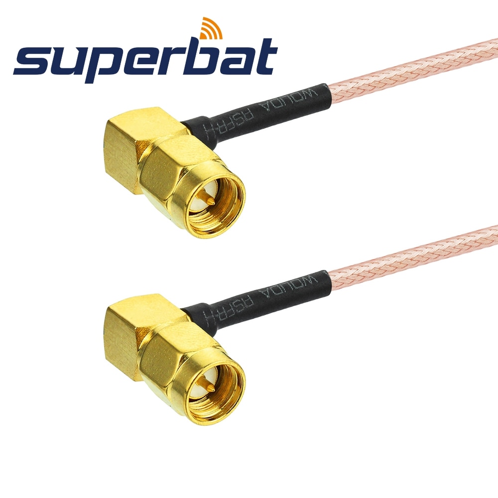 Superbat SMA Plug Right Angle to Male Right Angle Patch Lead RG316 20cm RF Cable Assembly for GSM 4G LTE Wi-Fi GPS Antennas
