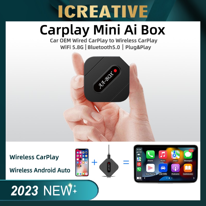 Mini AI Box USB Plug and Play For Apple Carplay AI Box Car OEM Wired CarPlay to Wireless CarPlay Android Auto Fast Connect Smart